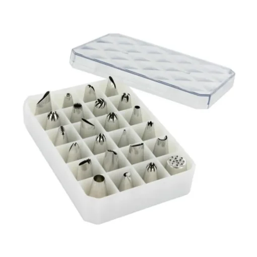 Coffret 24 douilles décors fins inox