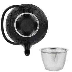 Coffret théière + tasses à points en fer noir - 900 ml