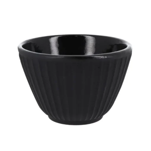 Coffret théière + tasses à rayures en fer noir - 800 ml
