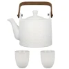 Coffret théière + tasses en céramique blanche - 900 ml