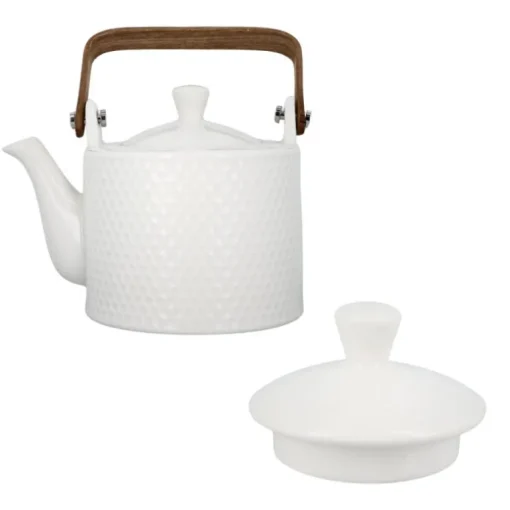 Coffret théière + tasses en céramique blanche - 900 ml