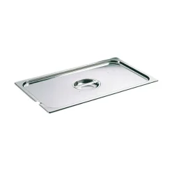 Couvercle inox avec poignée GN 1/2 et encoche pour louche - pour bac sans anse