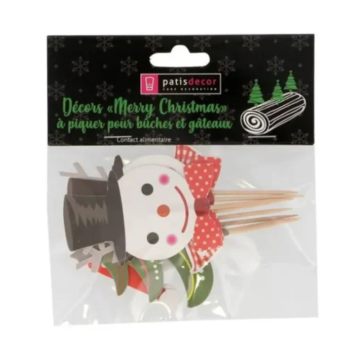 Cupcake Toppers Merry Christmas assortis (x8)