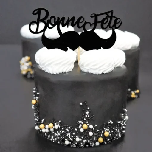 Cupcake Toppers Moustache "Bonne Fête" (x 2)