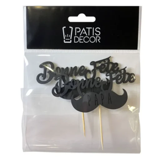 Cupcake Toppers Moustache "Bonne Fête Papa" (x 2)