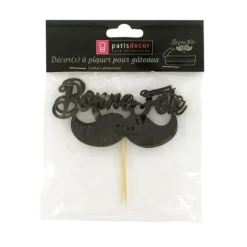 Cupcake Toppers Moustache "Bonne Fête" (x 2)