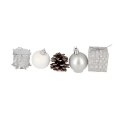 Décors de Noël sur pique assortis argent (x 5)