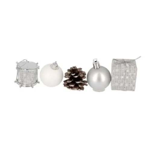 Décors de Noël sur pique assortis argent (x 5)