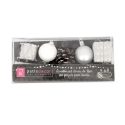 Décors de Noël sur pique assortis argent (x 5)