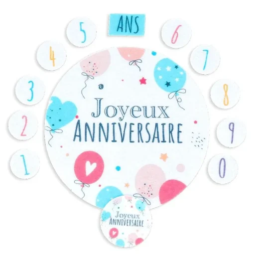 Décors en azyme assortis thème anniversaire n°2