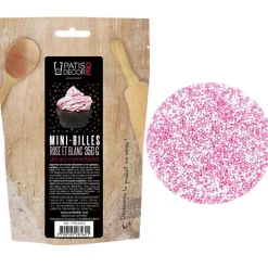 Décors mini billes roses et blanches comestibles 350 g