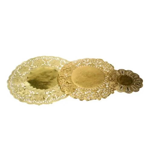 Dentelle ronde pâtisserie papier doré (x 100)