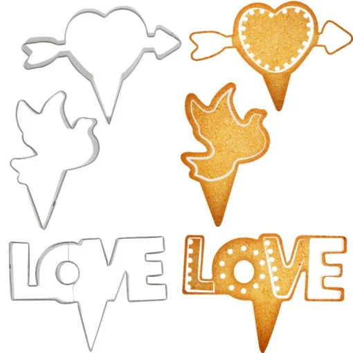 Emporte-pièces cake toppers thème Saint-Valentin (lot de 3)