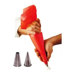 Ensemble poche pâtissière souple + 2 douilles