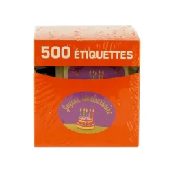 Etiquette adhésive Joyeux Anniversaire violet x500