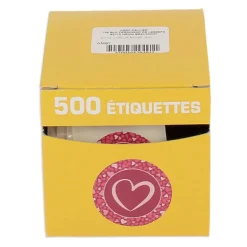 Etiquette adhésive rose Coeur (x500)