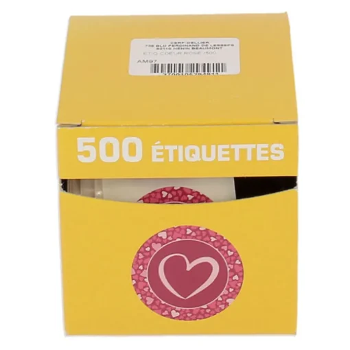 Etiquette adhésive rose Coeur (x500)