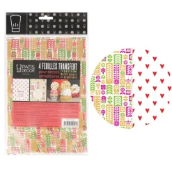 Feuilles transfert Scandinave et Coeurs assorties (x4)