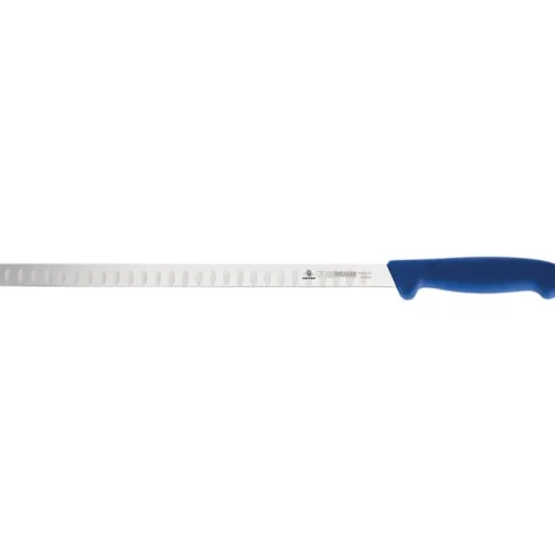 Giesser couteau à saumon alvéolé manche bleu 31 cm
