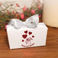 Kit ballotin chocolats blanc "Bonne fête maman"