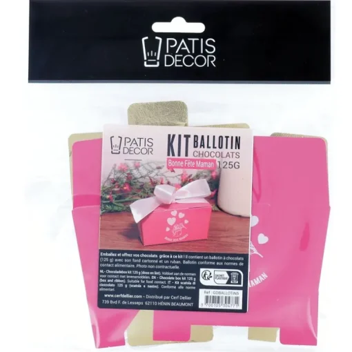 Kit ballotin chocolats fuchsia "Bonne fête maman"