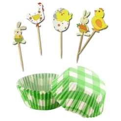 Kit déco cupcakes Pâques vichy vert