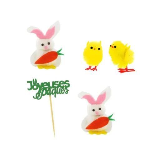Kit décors de Pâques lapins et poussins chenilles