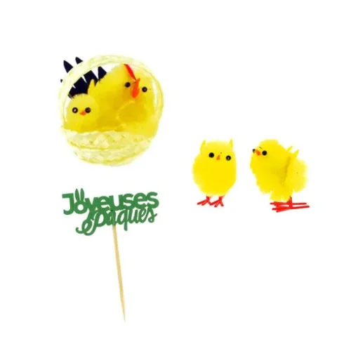 Kit décors de Pâques poussins chenilles