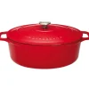 Le Chasseur cocotte ovale avec couvercle rouge 27 x 20 cm