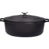 Le Chasseur cocotte ovale avec couvercle noire 27 x 20 cm
