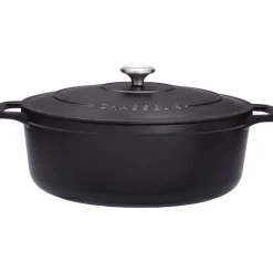 Le Chasseur cocotte ovale avec couvercle noire 27 x 20 cm