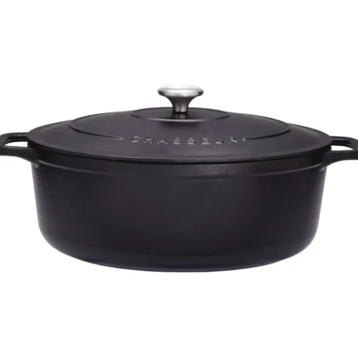 Le Chasseur cocotte ovale avec couvercle noire 27 x 20 cm