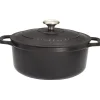 Le Chasseur cocotte ronde avec couvercle noire 32 cm