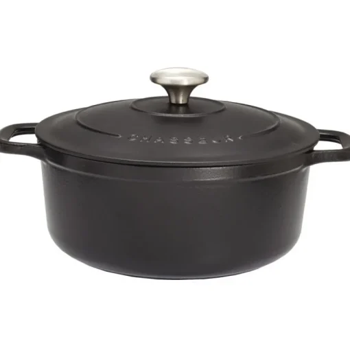 Le Chasseur cocotte ronde avec couvercle noire 32 cm