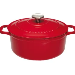 Le Chasseur cocotte ronde avec couvercle rouge 24 cm