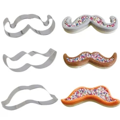 Lot de 3 emporte-pièces moustaches en inox