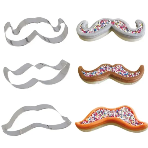 Lot de 3 emporte-pièces moustaches en inox