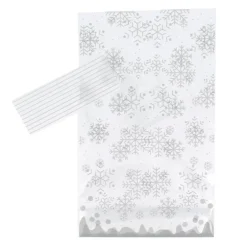Lot sachets motif flocons de neige + liens - 14 x 23 cm (x10)