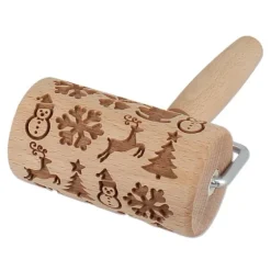 Mini rouleau empreintes en bois thème Noël