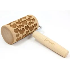 Mini rouleau empreintes en bois Coeurs