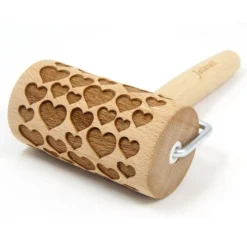 Mini rouleau empreintes en bois Coeurs