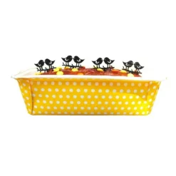 Moule à cake jetable jaune à pois (x4)