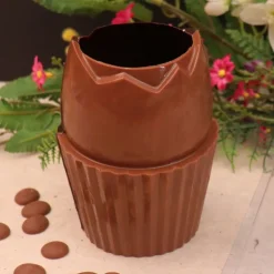 Moule chocolat en 3 parties demi œuf cupcake 3D