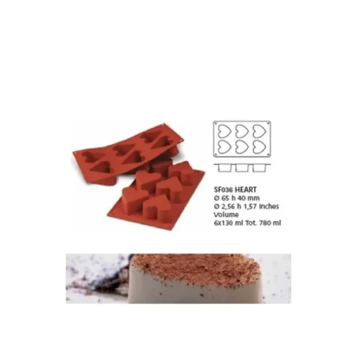 Moule silicone 6 coeurs profonds
