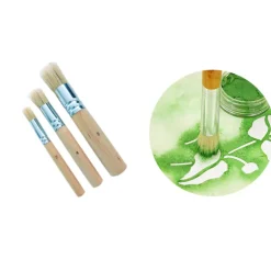 3 pinceaux de décoration manche en bois