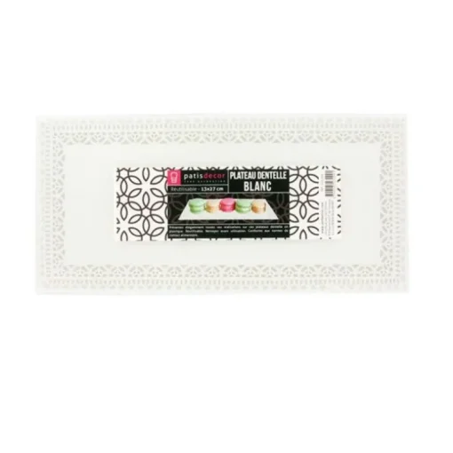 Plateau dentelle rectangulaire blanc