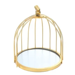 Présentoir cage à oiseaux doré 21 cm