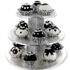 Présentoir cupcakes argent rond
