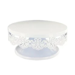 Présentoir gâteau blanc broderie Ø 15 cm