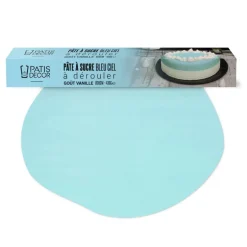 Pâte à sucre bleue pastel étalée - DDM 09/24